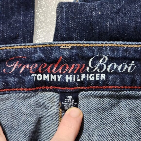 Tommy Hilfiger Freedom Bootcut Denim Blue Jeans Flap Pockets 14R 14 - Picture 3 of 4
